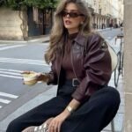 Casual Chic with Adidas Sneakers & a Brown Leather Jacket